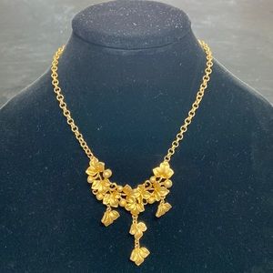 Brand New Gold tone Leaf Design Statement Bib Necklace.